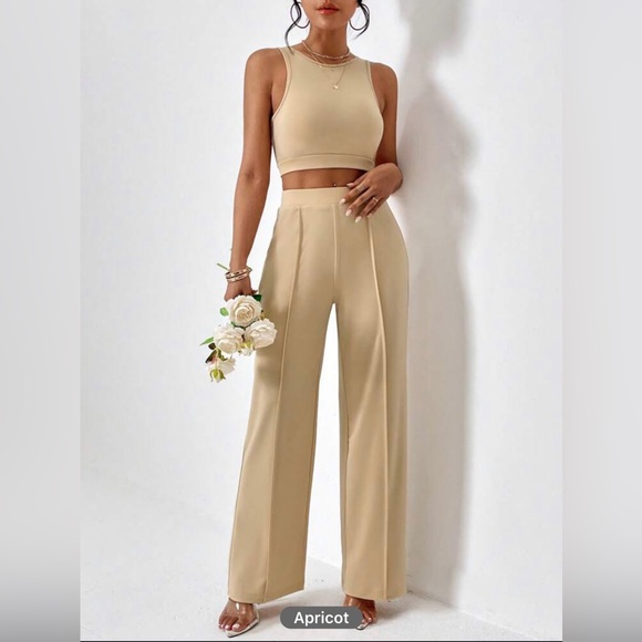 Solid Color Tank Top & Wide Leg Pants *NEW* - Picture 1 of 6